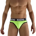 Macho MTG001 – vīriešu stringi ar dubultām aizmugures lencēm – fluorescējoši dzelteni – L — Foto 1