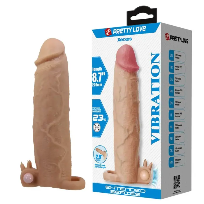 Pretty Love Xerxes – varpos rankovė su vibruojančiu žiedu – 22 cm (8.7″) – kūno spalva