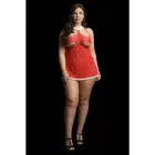 Merry babydoll naktskrekls un stringi – dziļi sarkans – Plus size Foto 7