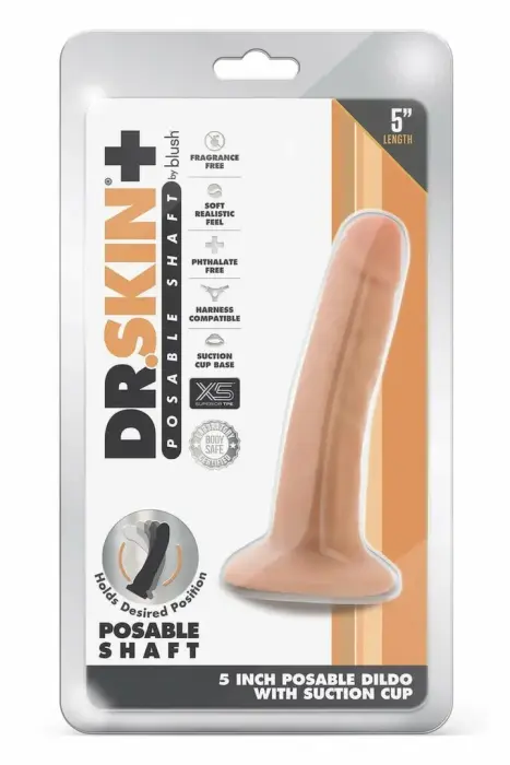 Dr. Skin Plus – posable triple-density TPE dildo – vanilla – 12.7 cm