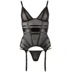 Cottelli Collection Cami Suspender S Transparent Powernet Cami Suspender Set with G-String – Black – S — Photo 4