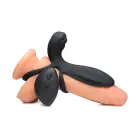 Silicone Vibrating Penis Sleeve with Remote Control – Black — Photo 5