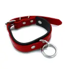 Black & Red Leather Collar with Big O-Ring — Photo 1