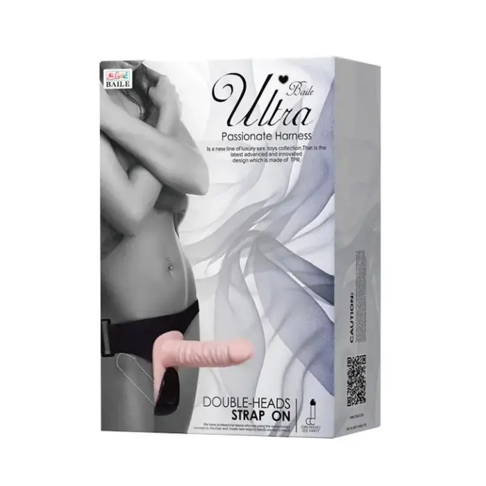 Baile Ultra Passionate Harness – двойной страпон с вибрацией для женщин – 18 см / 10 см