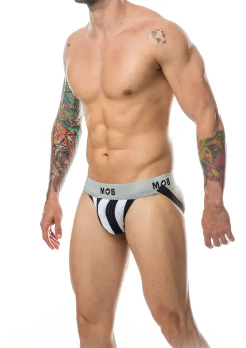 MOB Stripe Classic Jock – White – XXL
