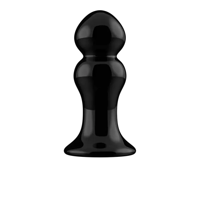 Rimly - Vibrējošs stikla anālais spraudnis ar piesūcekni – 18–20 cm – Melns Foto 4