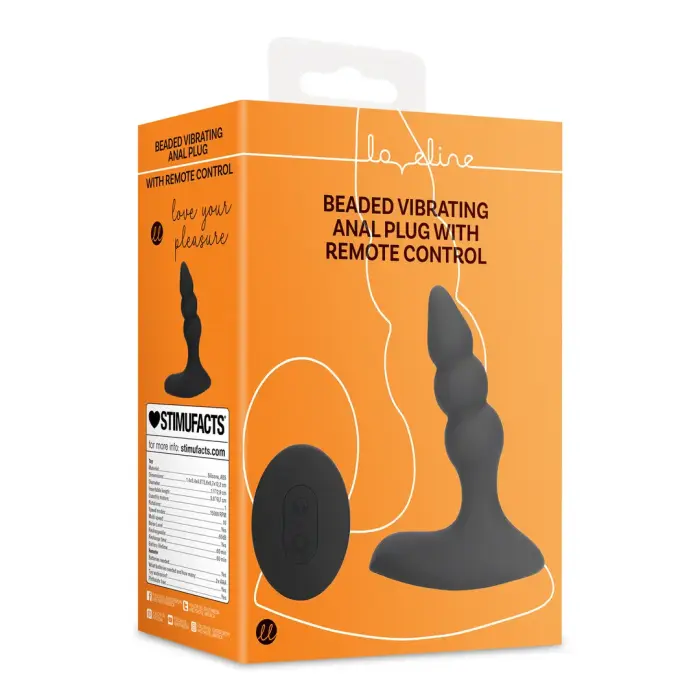 Beaded Vibrating Anal Plug with Remote Control – Black
