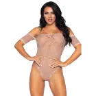 Leg Avenue Rose Lace Crotchless Bodysuit – Nude – M/L — Photo 1