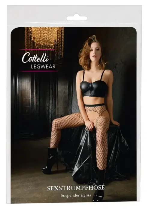 Cottelli Collection tīkliņa zeķubikses ar zeķtura efektu – melnas – S-L