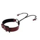 Sportsheets Saffron Adjustable Collar with Chain and Clamps – Red/Black — Photo 4