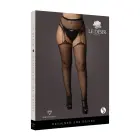 Колготки с поясом для чулок и стразами – Plus size – чёрные — Фото 1