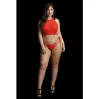Festive Rhinestone Top and Thong Set – Red – Plus Size — Photo 4