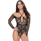 Magic Silk Long Sleeve Bodysuit – Black – One Size — Photo 3