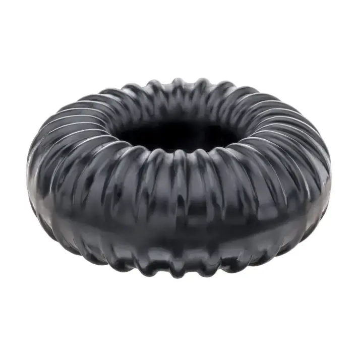 Perfect Fit Ribbed Ring Black – Flexible SilaSkin Comfort Ring