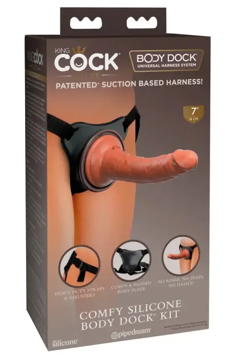 King Cock Elite Comfy Silicone Body Dock Kit Adjustable Harness – 21 cm (8.3″)