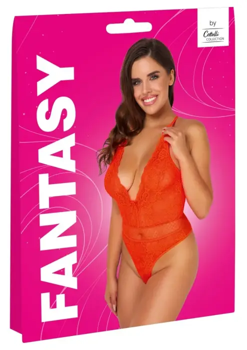 Cottelli Fantasy mežģīņu bodijs – neona koraļļu – S/M Foto 1