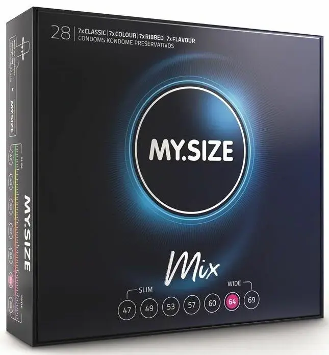 MY.SIZE MIX kondoomide komplekt – 64 mm – 28 tk