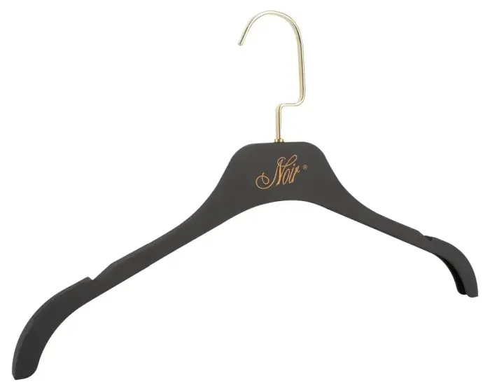 NOIR handmade velvet clothes hangers with gold hook – 43 cm – 5 pcs – black
