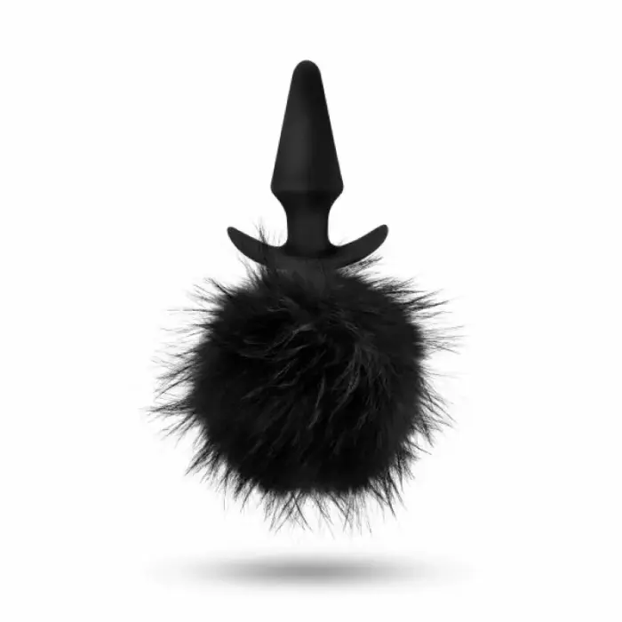 Blush Anal Adventures Platinum Rabbit Tail analinis kištukas – 9.5 cm – juodas