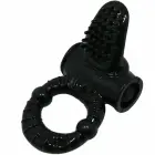 Baile Sweet Ring черный – вибрирующее силиконовое интимное кольцо с кроличьим элементом — Фото 1