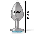 Intense Aluminum Metal Plug with Blue Crystal – L – Silver — Photo 4