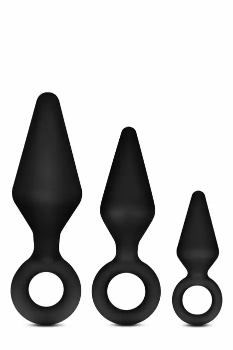 Blush Novelties Anal Adventures Platinum silikoninis analinių kištukų rinkinys (3 dydžiai) – Juodas