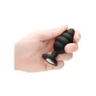 Ribbed Diamond Heart Anal Plug – L – Black — Photo 8