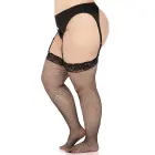 Plus Fishnet Stockings with Lace Top – Black – Plus size — Photo 5