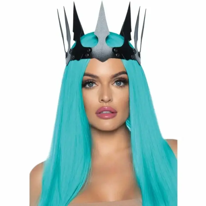 Leg Avenue Maleficent корона из искусственной кожи с заклёпками – чёрная – регулируемая
