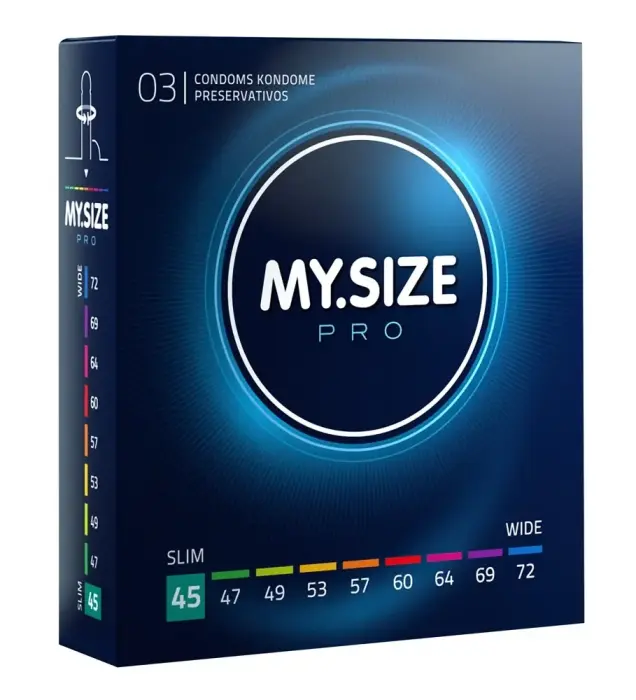 MY.SIZE PRO 45mm eriti õhukesed vegan-lateksist kondoomid – 3 tk