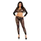 Lace Crop Top and Footless Tights – Black – One Size — Photo 6