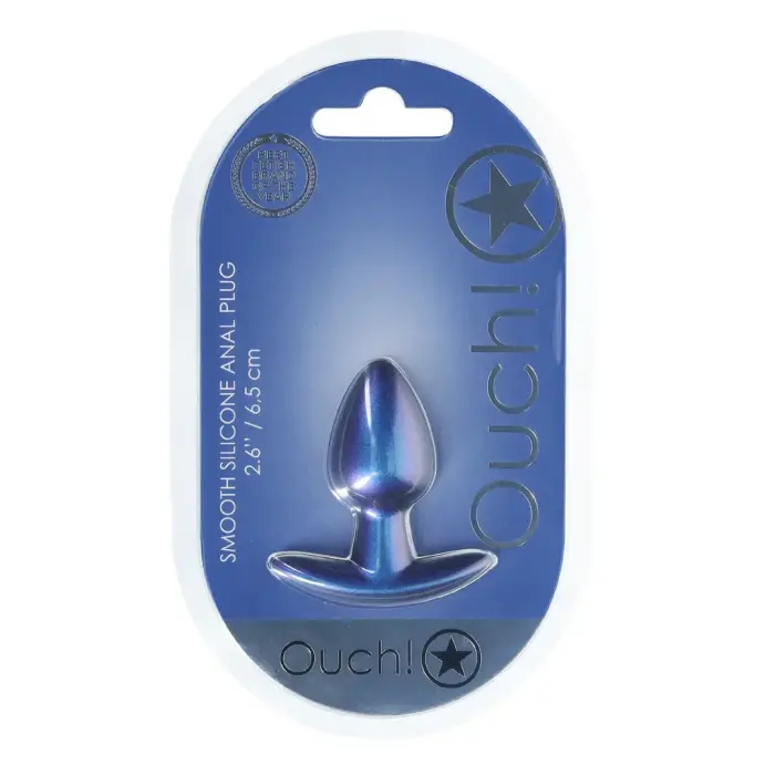 Gluds silikona anālais spraudnis – 6.5 cm (2.6″) – Metāliski zils