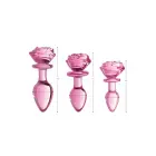Rozā rozes formas stikla anālais spraudnis – 10 cm (4″) — Foto 4