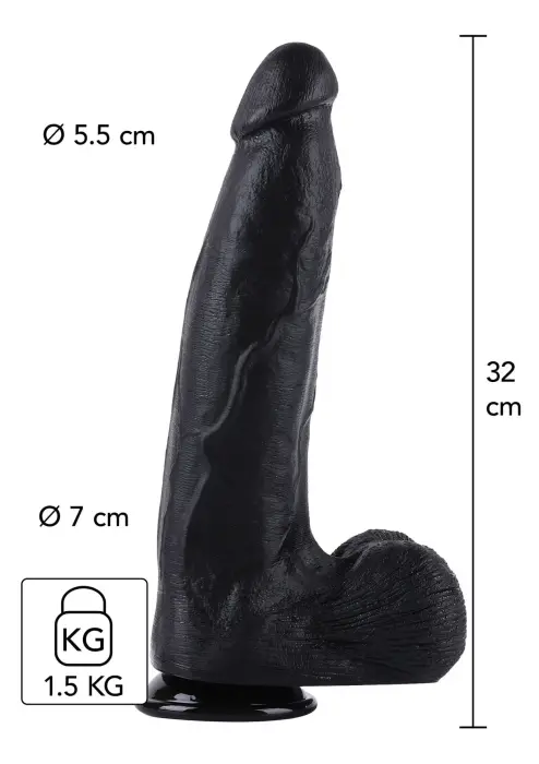 Extreme XXL analinis įrenginys dildo – 32 cm (12.6″) – Juodas