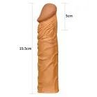 Add 2" Pleasure X Tender Penis Sleeve – TPE penisa paplašinātāja uzmava – brūna — Foto 5
