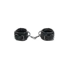 SPORTSHEETS Velvet Noir Handcuffs – roku dzelži – mākslīgā āda – melns – samta virsma — Foto 4