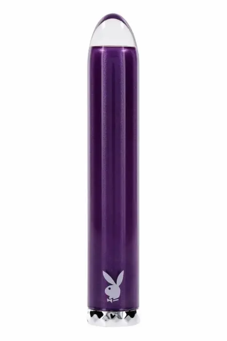 PLAYBOY AMETHYST – вибратор со стеклянным наконечником – 10 режимов, перезаряжаемый – 12,4 см