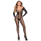 Mežģīņu bodijs ar atvērtu starpkāju – melns – One Size — Foto 4