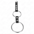 KINK Двойное интимное кольцо 3.8–5 cm с кожаным соединителем – черный — Фото 4