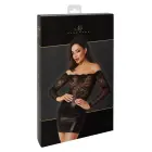 Noir Orgia Exclusive кружевное мини-платье с эффектом мокрой кожи – чёрное – XL — Фото 1