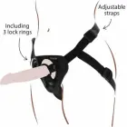 Get Real Adjustable Harness – reguliuojami strap-on diržai su 3 silikoniniais žiedais – juodi — Nuotrauka 1