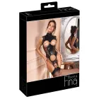 Open Cup Basque and Crotchless Thong Set – Black – XL — Photo 1