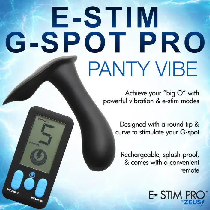 E-Stim Pro G-punkta pantiju vibrators – 12 cm (4.7″) – melns Foto 8