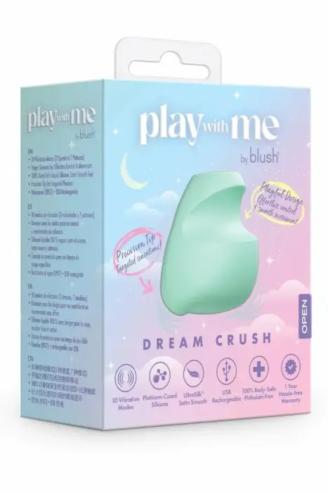 PLAY WITH ME Dream Crush Green – kompakts silikona vibrators – šķidrais silikons – pirkstu rievas – uzlādējams – zaļš