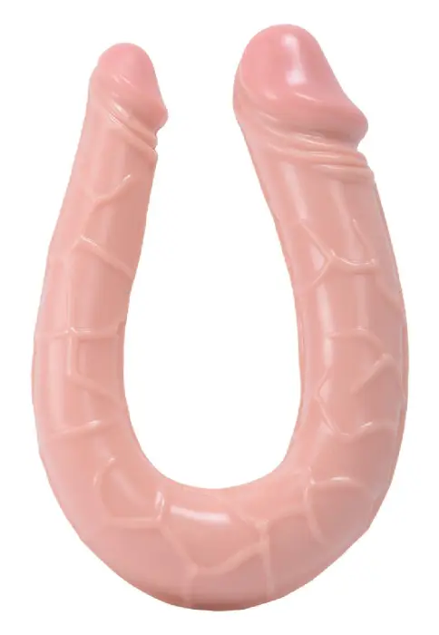 U-veida reālistisks dubultais dildo – 20 cm (8″) – Rozā Foto 2
