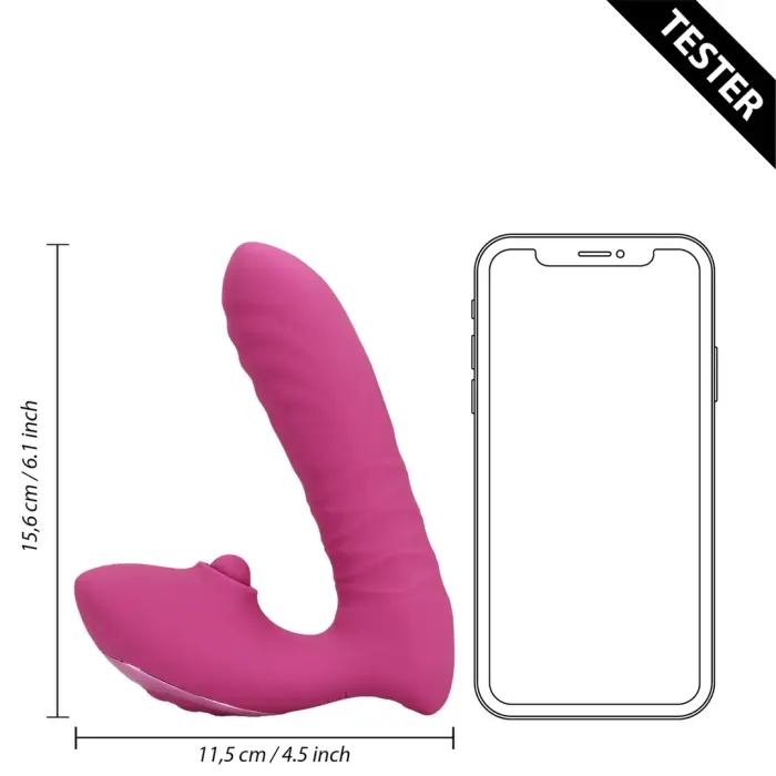 Jaudīgs vibrators ar kustību un piesitieniem – rozā Foto 7