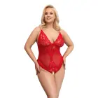 Cottelli CURVES bodijs ar atvērtu starpkāju – sarkans – 4XL — Foto 2