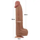 LoveToy – king size sliding skin dual layer dong – brown – 35.6 cm — Photo 3