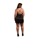 Open Back Silk Dress with Criss-Cross Straps and Slit – Plus Size – Black — Photo 3