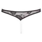 Spitzenrio lillelised pitsist stringid pärlikettide ja avatud jalgevahega – mustad – XL — Foto 7